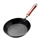 WANGYUANJI 10.2-Inch Hand-Hammered Wrought Iron Frying Pan, Traditional Chinese Skillet, Non-Coated Flat Pan for Gas & Induction Stove